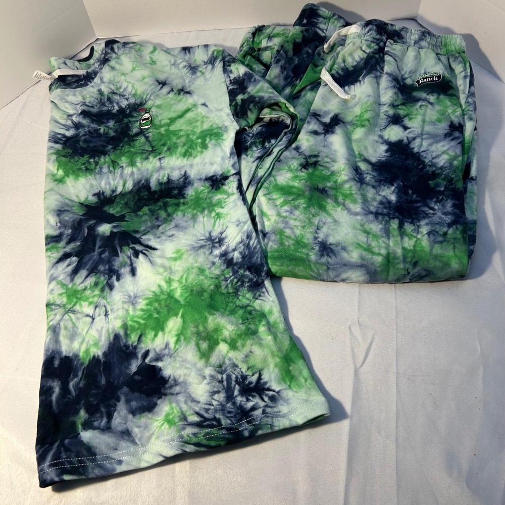 Tie‎ Dye Long Sleeve T Shirt & Shorts Set Hidden Valley Ranch Embroidered XL